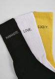 Urban Classics Wording Socks 3-Pack black/white/yellow