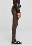 Urban Classics Ladies Mid Waist Synthetic Leather Pants brown