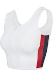 Urban Classics Ladies Side Stripe Cropped Zip Top white/firered/navy