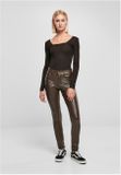 Urban Classics Ladies Mid Waist Synthetic Leather Pants brown