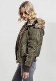 Urban Classics Ladies Imitation Fur Bomber Jacket dark olive