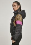Urban Classics Ladies AOP Mixed Pull Over Jacket black/snowleo/lightasphalt