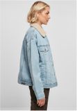Urban Classics Ladies Oversized Sherpa Denim Jacket clearblue bleached