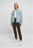 Urban Classics Ladies Oversized Sherpa Denim Jacket clearblue bleached
