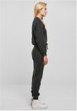 Urban Classics Ladies Small Embroidery Long Sleeve Terry Jumpsuit black