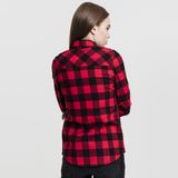 Urban Classics Ladies Turnup Checked Flanell Shirt blk/red