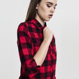 Urban Classics Ladies Turnup Checked Flanell Shirt blk/red