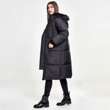 Urban Classics Ladies Oversize Faux Fur Puffer Coat blk/blk