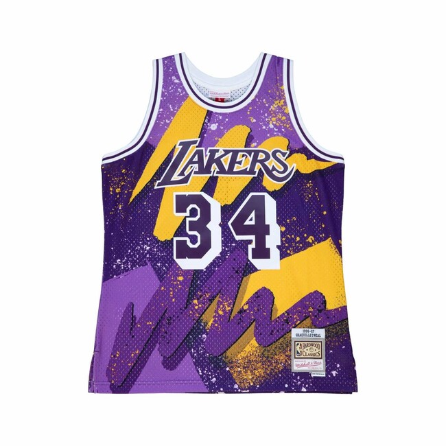 Mitchell & Ness Los Angeles Lakers #34 Shaquille O\'Neal Hyper Hoops Swingman Jersey purple