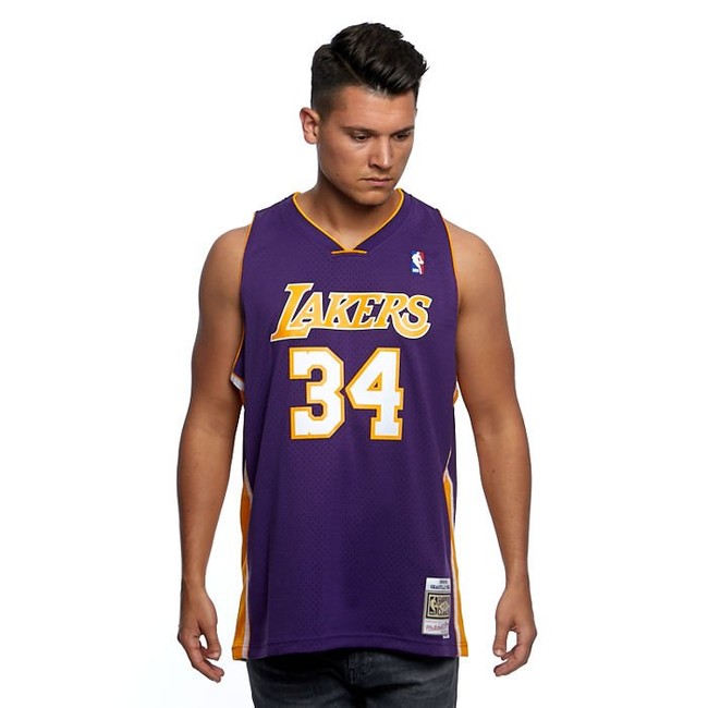 Mitchell & Ness Los Angeles Lakers #34 Shaquille O\'Neal purple Swingman Jersey