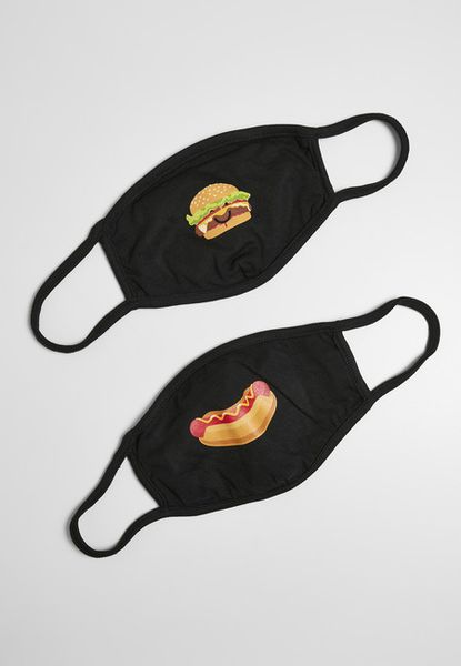 Mr. Tee Burger and Hot Dog Face Mask 2-Pack black