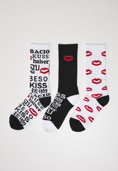 Mr. Tee Kiss Socks 3-Pack black/white/red