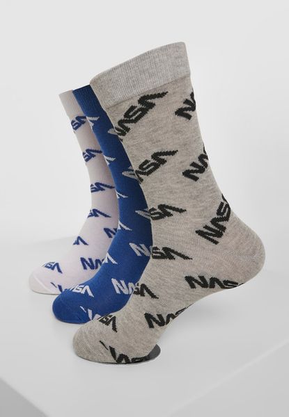 Mr. Tee NASA Allover Socks 3-Pack blue/grey/white