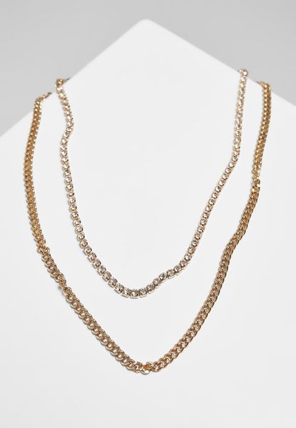 Urban Classics Double Layer Diamond Necklace gold