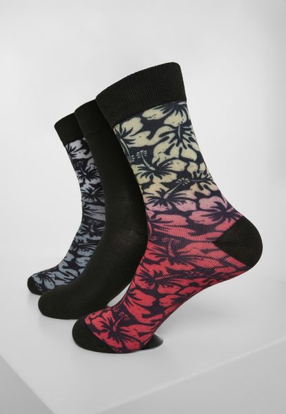 Urban Classics Flower Socks 3-Pack black/grey/red