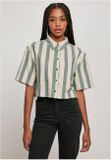 Urban Classics Ladies Short Oversized Stripe Shirt greenlancer/softseagrass
