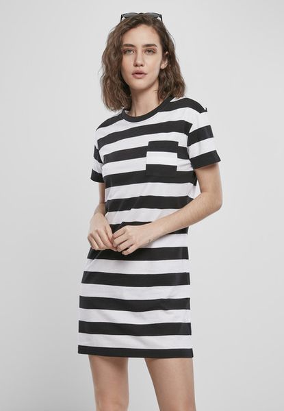 Urban Classics Ladies Stripe Boxy Tee Dress black/white