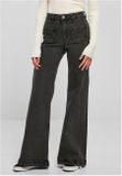 Urban Classics Ladies Vintage Flared Denim Pants black washed