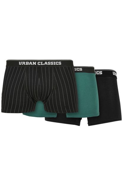 Urban Classics Organic Boxer Shorts 3-Pack pinstripe aop+black+treegreen