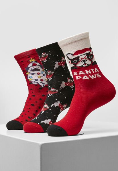 Urban Classics Pug Christmas Socks 3-Pack multicolor