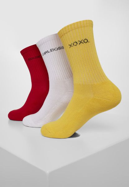 Urban Classics Wording Socks 3-Pack yellow/red/white